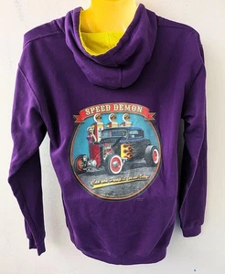 Kapuzen Sweatjacke Retro S M L Rockabilly Pin Up Girl Unisex Speed Demon V8 - Bild 1 von 3