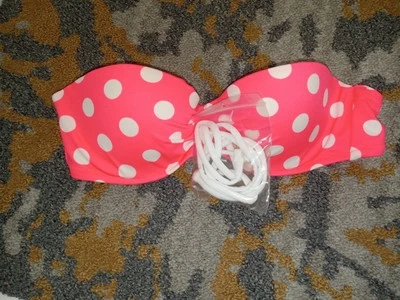 Top de baño Victoria's Secret 34A rosa con lunares blancos push up nuevo sin etiquetas ver Foto 1 de 4