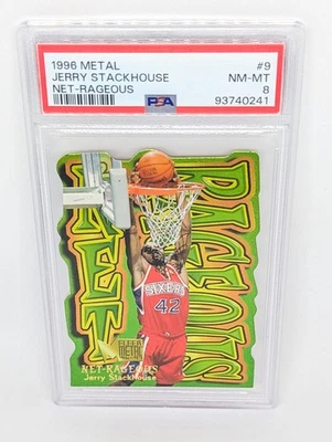 1996-97 Fleer Metal Net-Rageous #9 Jerry Stackhouse PSA 8 Philadelphia 76ers - Image 1 of 2