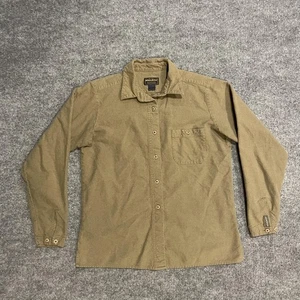 Woolrich Flannel Shirt Womens Medium Brown Green Heather Button Up Long Sleeve - Picture 1 of 10