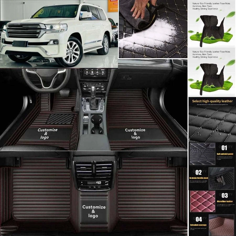 For Toyota Land Cruiser Car Floor Mats Handmade Liners Anti-Slip Carpets Foto 1 de 4