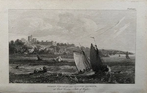Impresión antigua de 1812; Castillo de Norris, East Cowes, Isla de Wight después de W.B. Cooke - Imagen 1 de 2