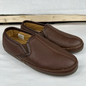 L.L. Bean Men’s Elkhide Brown Leather Slippers Slip-on Sz 8 M #272346 Shoes EUC - Picture 1 of 9