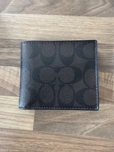 Coach Men's Bifold Wallet Brown Credit Card Holder Logo Accents - Picture 1 of 4