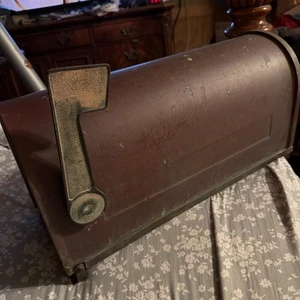 Solid Real Copper And Brass Rural Post Mount Mailbox 6.5 Lbs Missing Door - Picture 1 of 14