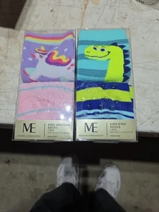 4 Pairs Modern Expressions Unicorn And Ice Cream Cone Kids Socks - Picture 1 of 4