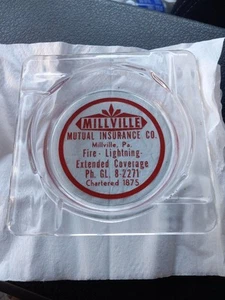 Vintage Mutual Insurance Co Glas Aschenbecher Millville PA - Bild 1 von 2