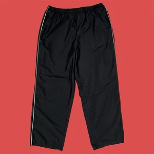 Pantaloni da allenamento Avia uomo grandi neri a righe gamba larga giacca a vento Y2K - Foto 1 di 11