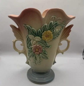 Vtg Hull Pottery Wildflowers Vase - 1940s - 8.5” - Double Swan Handle - #W-9 - Picture 1 of 4