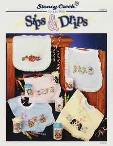 Set of 2 Baby Bibs Cross Stitch Pattern Booklet - Picture 1 of 2