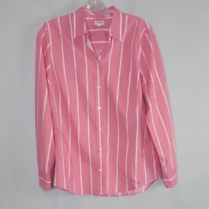 Camicia donna J Crew rosa e bianca a righe con bottoni media BT993 - Foto 1 di 7