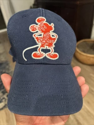 Tommy Bahama X Disney Strap Back Hat Cap Red Mickey Mouse Floral Navy Blue Rare - Image 1 of 4