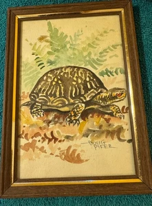 Acquerello naturalista miniatura dipinto 5x7 ~ grande tartaruga ~ di Doug Pifer - Foto 1 di 8