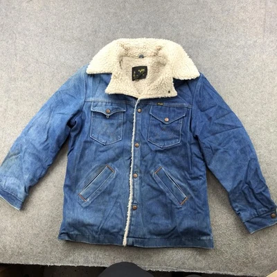 Abrigo de Colección Wrangler Ranch Para Hombres Grande Sherpa Forrado Denim Años 70 9-LCC-1921-E Foto 1 de 4