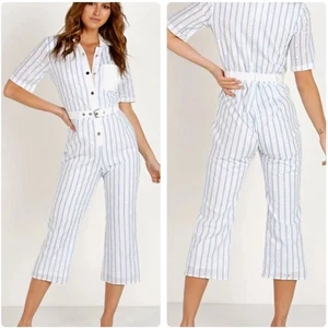 NWT For Love & Lemons Hermosa Striped Cropped Jumpsuit Size L - Picture 1 of 14
