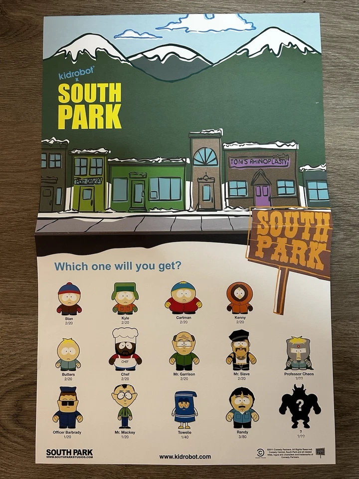 "Póster Kidrobot South Park serie 1 Cartman Kenny Towlie Kyle Stan 16""x10""" Foto 1 de 1