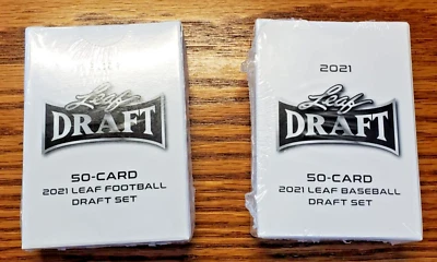 2021 Leaf Draft Baseball & Football 50 Card Complete Sets Unopened - Image 1 of 4