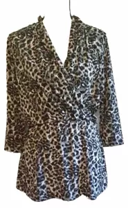 Camicetta tunica top stampa animalier leopardata Chicos Travelers taglia 0 grigio nero elegante - Foto 1 di 5