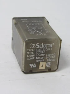 SELECTA SR67S200A7 120V COIL 10A RELAY - Picture 1 of 3
