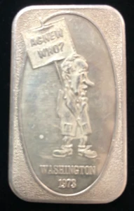 1973 "Agnew Who?" 1 ozt silver bar United States  Silver Corp - Picture 1 of 4