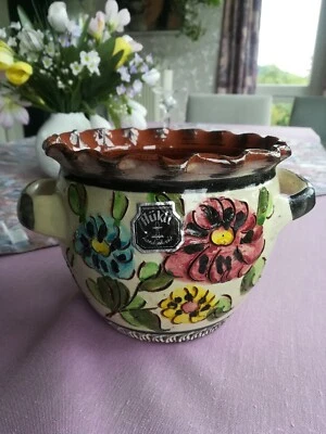 HÜKLI Übertopf Umtopf Blumentopf 70er Jahre Handarbeit handgedreht getöpfert  - Bild 1 von 4