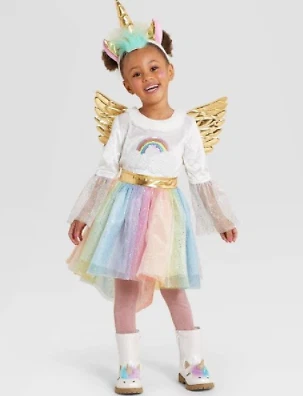 Vestido Disfraz Unicornio Arco Iris Niño Pequeño con Alas Hyde and Eek Boutique 2-3T Foto 1 de 4