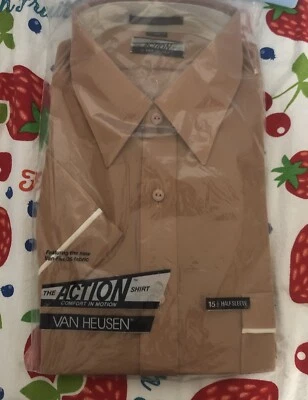 NOS 70's THE ACTION MENS Short Sleeve Sport Shirt VAN HEUSEN sz 15 1/2  - Image 1 of 4