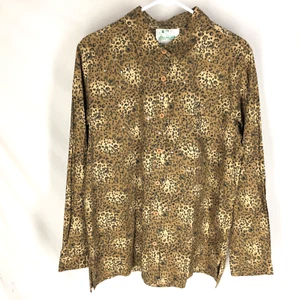 QUACKER FACTORY Leopard Print Rhinestone Button Down Shirt Size LARGE - Picture 1 of 8