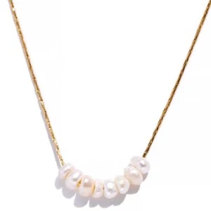 Free Natural Pearl Beads Chic Exquisite Necklace Thin Chain Stainless Steel - Picture 1 of 1