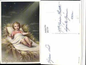 491719,Künstler AK Joyeux Noel Weihnachten Jesuskind Krippe Sterne - Picture 1 of 1