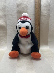 Coca Cola 1997 Penguin Snowflake Cap Bow Tie Mini Soda Bottle Bean Bag Plush Toy - Picture 1 of 3