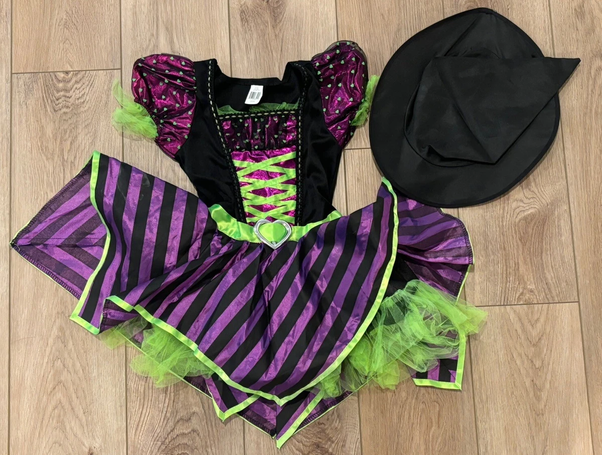 Hexen-Kostüm Für Mädchen „Superstar Purpy“ – Buntes Kinderkostüm In Größe L (Karneval, Halloween)