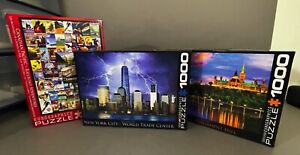 3 EUROGRAPHICS 1000 PUZZLES PARLIAMENT HILL WORLD TRADE CENTER CANADIAN PACIFIC
