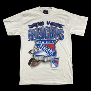VTG 1994 New York Rangers Shirt Mens Medium 90s Hockey Magic Johnson MADE IN USA - Picture 1 of 12