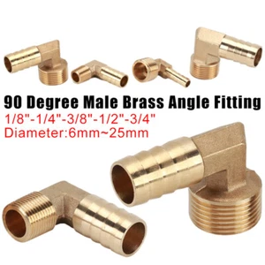 Brass Pipe Fitting BSP Male Elbow Hose Tail Connector Fuel Water Tubing 6mm~25mm - Picture 1 of 33