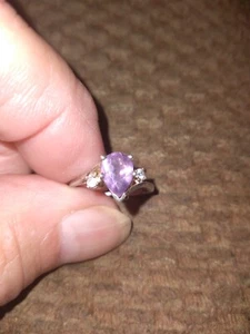 Vintage 925 NV Sterling Silver Amethyst Avon Ring With Cz’s Size 5 - Picture 1 of 13