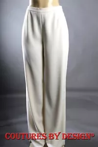 St John Knits Crepe Unhemmed Silk Lined Slacks Pants Cream Size 2 NWT MSRP $ 695 - Picture 1 of 2
