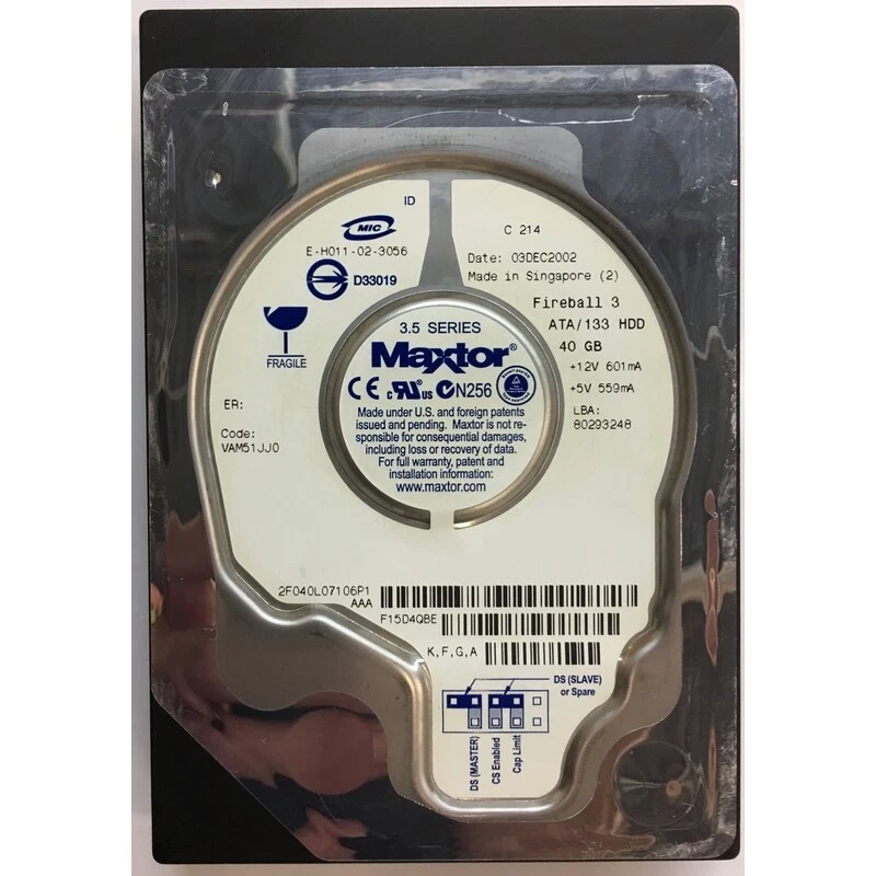 2F040L07106P1 - Maxtor 40GB 5400 RPM IDE 3.5" HDD - Image 1 of 1