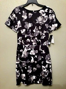 French Connection Ball Camo SSlv Rdnk Dress Black Multi 71JFZ Sz 4 US - Picture 1 of 3