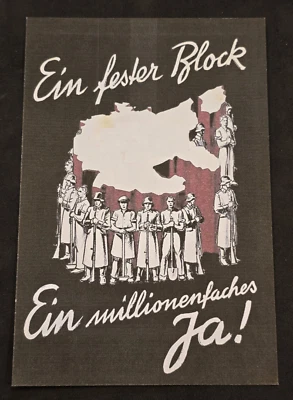 A SOLID BLOCK! A MILLION YESSES! WWII WW2 Nazi German Third Reich Postcard - Image 1 of 2