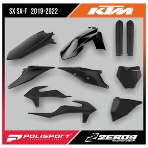 KTM PLASTICS KIT SX SX-F XC XC-F 2019-2022 INCLUDES FORK GUARDS BLACK - Picture 1 of 2
