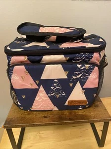 Tiblue blue and Pink Triangle Collapsable School or Work Lunch box Bag - Picture 1 of 11