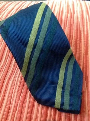Gianluca ISAIA- WOVEN 2 PLY  SILK/WOOL NECKTIE - NAVY BLUE & GREEN - NWOT - Image 1 of 3