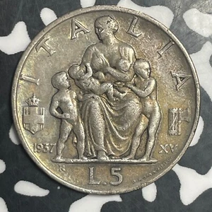 1937-R Italy 5 Lire Lot#JM9126 Silver! Nice! - Picture 1 of 2