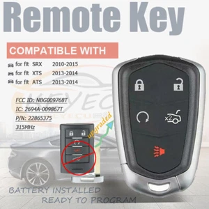 for Cadillac ATS XTS SRX 2010-15 Upgraded Prox Remote Key Fob 315MHz NBG009768T  - Picture 1 of 10