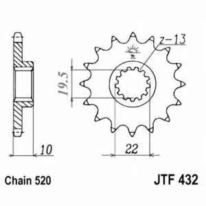 PIGNONE JT 432 z12  BETAMOTOR 200 Alp 4T 2000-2003 - Picture 1 of 2