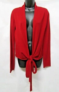 CAbi Style #742 Women's Size SML Scarlett Red SILK Blend Cardigan Front Tie Belt - Picture 1 of 3
