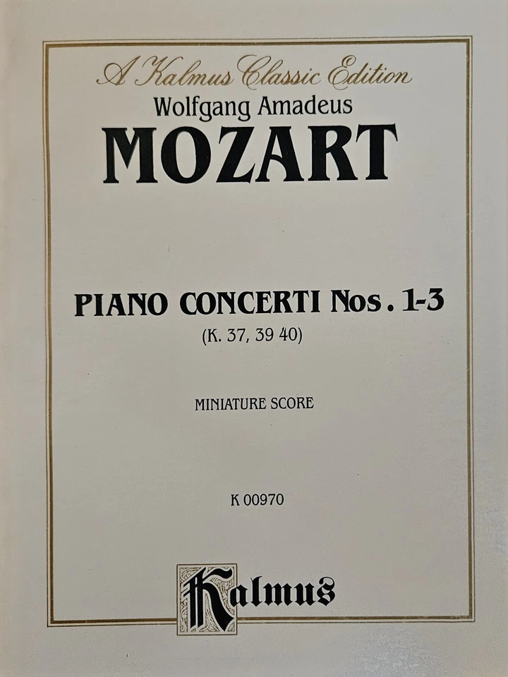 Mozart Piano Concerti No. 1-3 K. 37, 39, 40 Kalmus Miniature Score - NEW - Image 1 of 1
