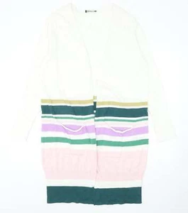 Kaleidoscope Womens V-Neck Striped Cotton Blend Cardigan Size 16 - Picture 1 of 12