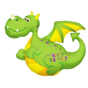 DRAGON BALLOON 36"/91cm HAPPY BIRTHDAY FLYING DRAGON SUPERSHAPE BALLOON - Picture 1 of 6
